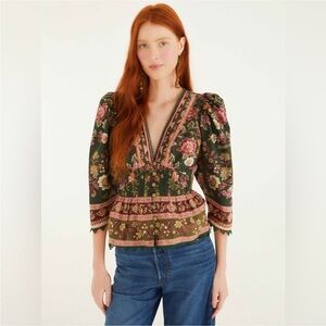 Farm Rio: Green Flowering Garden Tree blouse